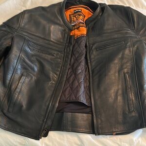 Black Milwaukee Leather Motorcycle Jacket with Zip out Quilted Lining